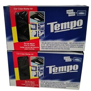 Tempo Car Sunvisor Tissue Case Starter Kit Refillable + 2 Refills 2 Packs NOS